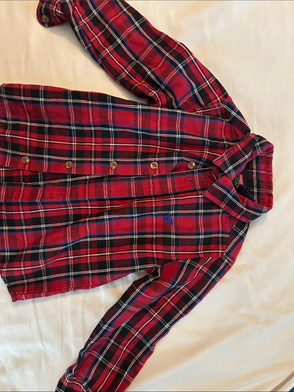 Wrangler Red and Black Plaid Button-Down Shirt